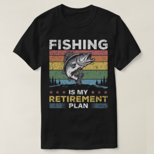 T-shirt La pêche est mon plan de retraite Rétro coucher de