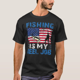 T-shirt La pêche est mon vrai métier Drapeau américain es