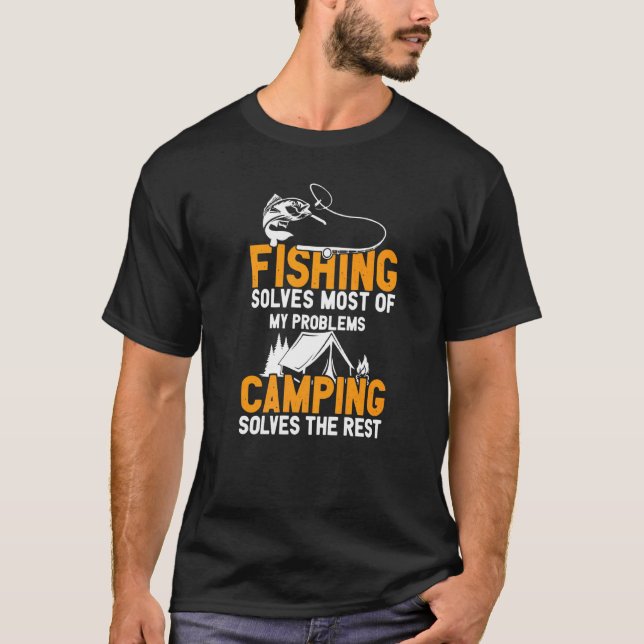 T-shirt La pêche et le camping résolvent mes problèmes (Devant)
