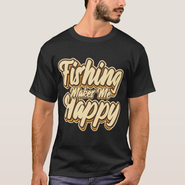 T-shirt La pêche me rend heureux typographie (Devant)