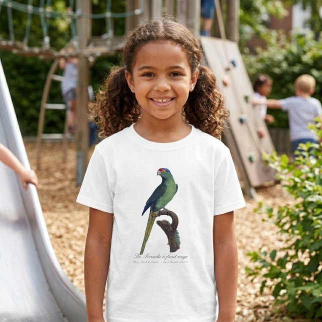 T-shirt La Perruche à front rouge  (Orange-Fronted Parakeet, Eupsittula Canicularis. Girl Basic White T-Shirt)