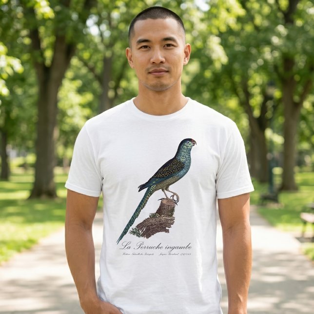 T-shirt La Perruche ingambe (Ground Parrot or Swamp Parrot, Pezoporus Wallicus. Men Basic White T-Shirt)