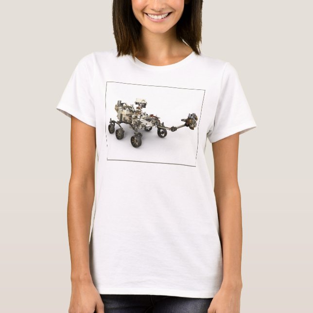 T-shirt La Persévérance Mars Rover Sur Arrière - plan Blan (Devant)