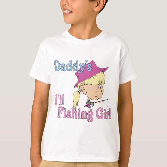 T-shirt La petite fille de pêche de papa (Devant)