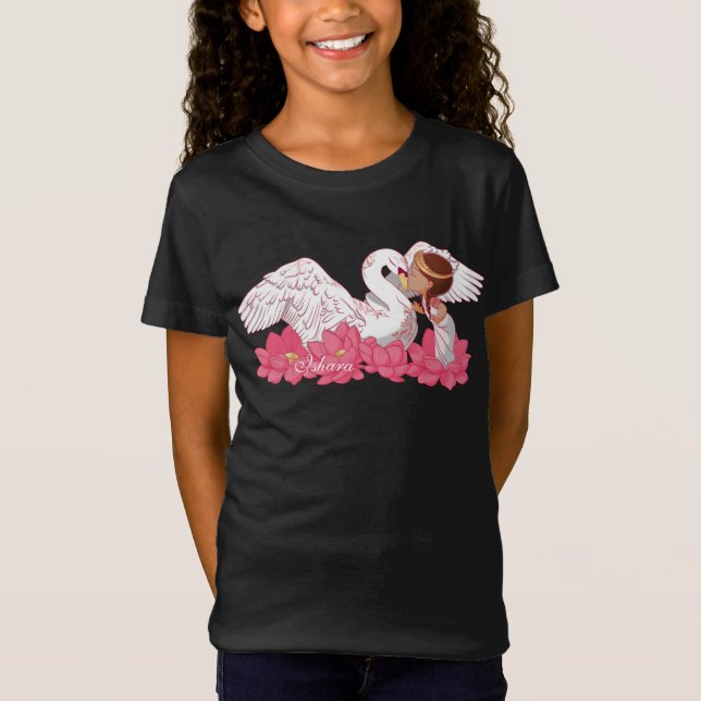 T-Shirt La petite fille Saraswati avec son cygne blanc (Devant)
