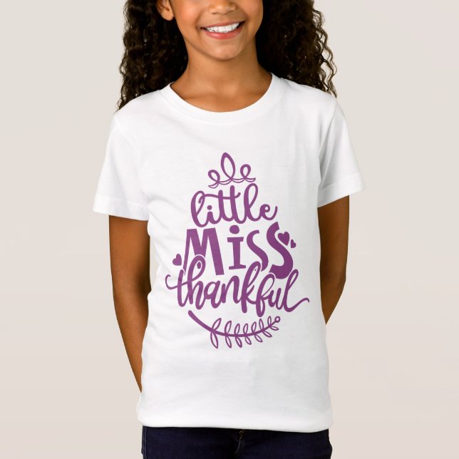 T-Shirt La petite Miss Thankful Girl's mignon Thanksgiving (Devant)