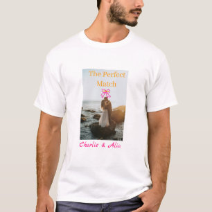T-shirt La photo de mariage du couple parfait rétro rose