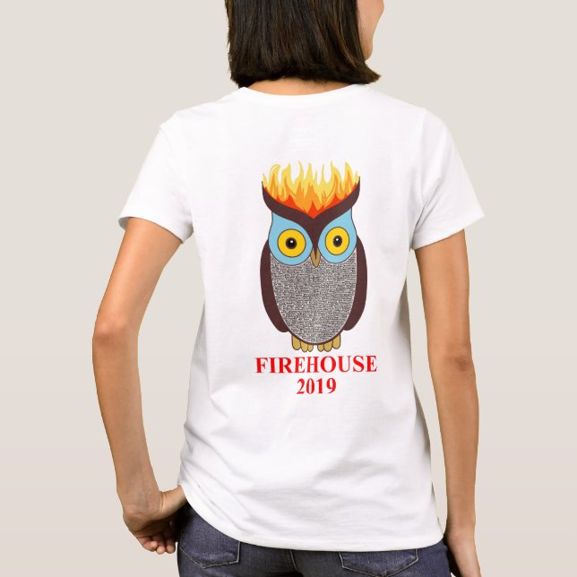 T-shirt La pièce en t Brown des femmes de hibou d'avant et (Dos)