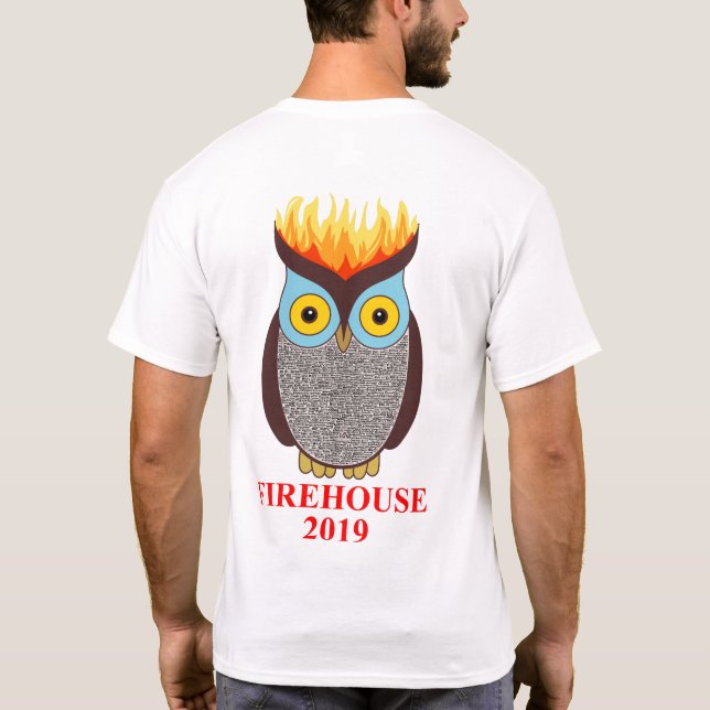 T-shirt La pièce en t Brown des hommes de hibou d'avant et (Dos)