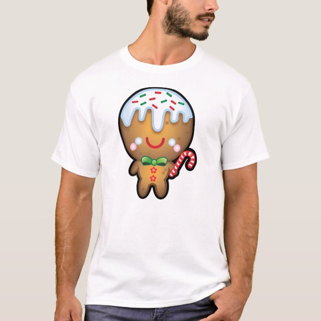 T-shirt La pièce en t de Kawaii de bonhomme en pain (Devant)