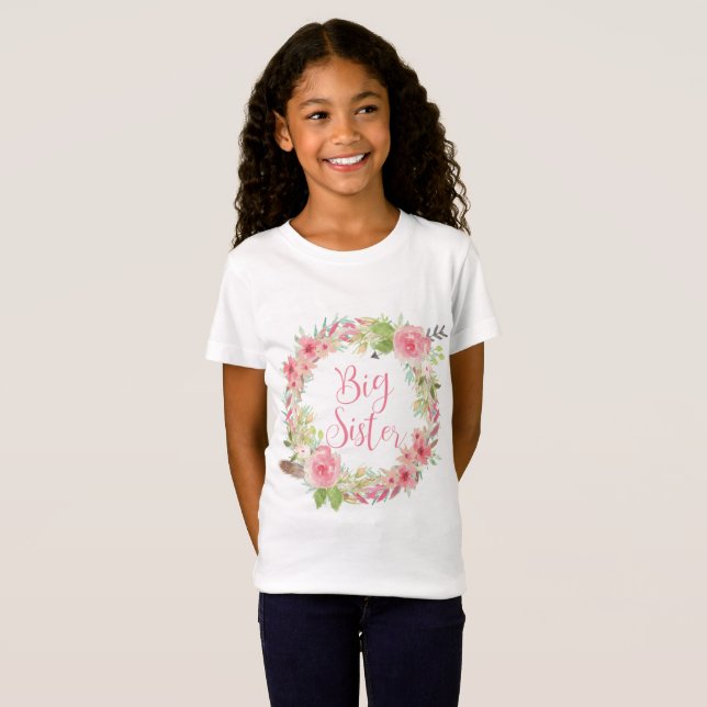 T-Shirt La pièce en t de la fille d'aquarelle de grande (Devant entier)