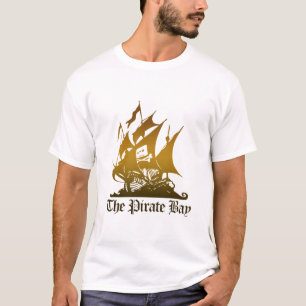 T-shirt La pièce en t de logo de brun de baie de pirate