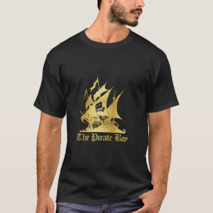 T-shirt La pièce en t de logo d'or de baie de pirate