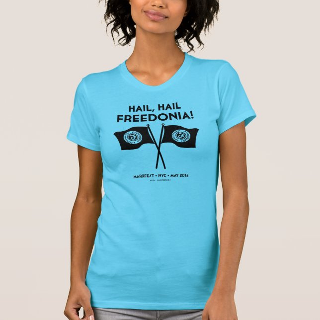 T-shirt La pièce en t des femmes de Freedonia (turquoise) (Devant)