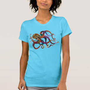 T-shirt La pièce en t des femmes électriques de poulpe