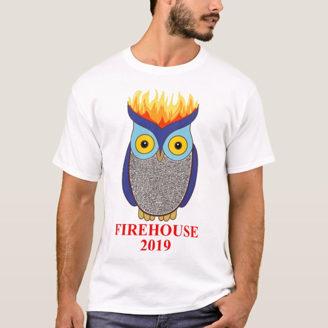 T-shirt La pièce en t des hommes bleus de hibou de FH (Devant)