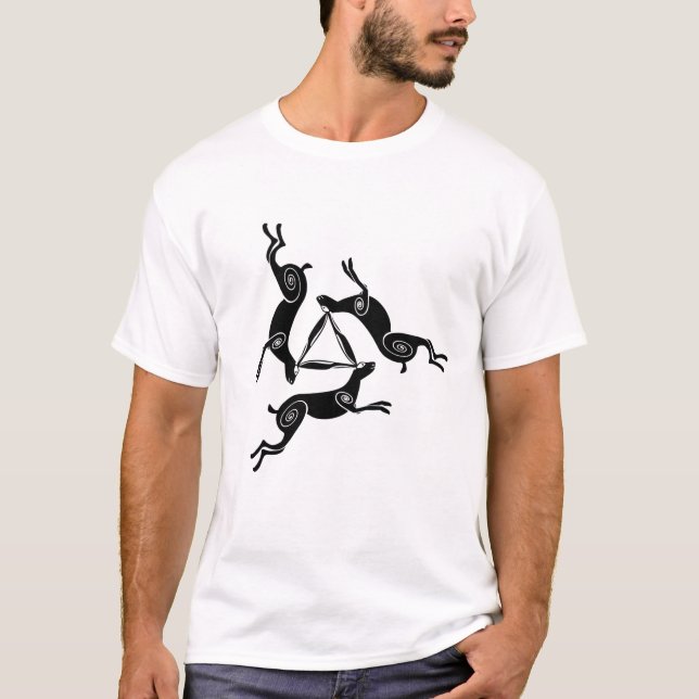 T-shirt La pièce en t légère de lièvres des hommes triples (Devant)