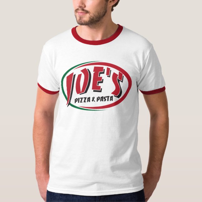 T-shirt La pizza et les pâtes de Joe (Devant)
