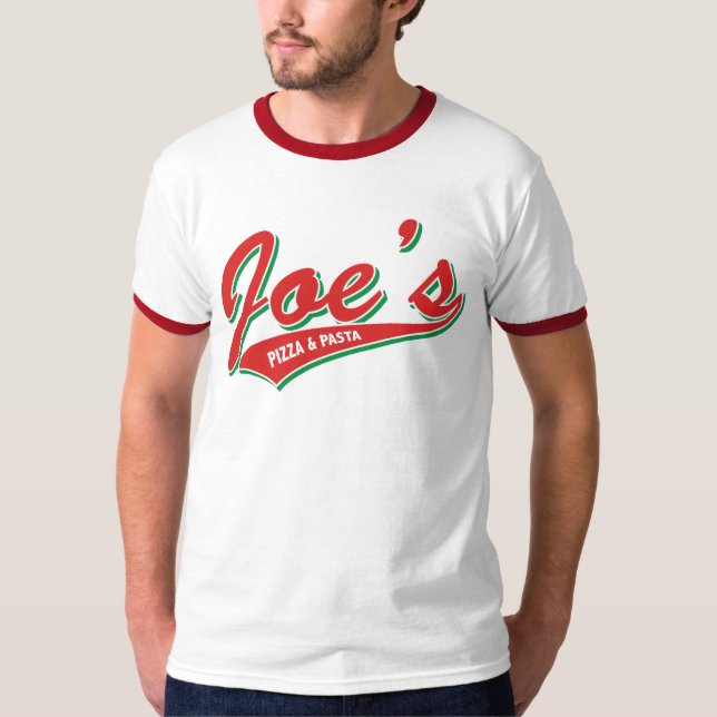 T-shirt La pizza et les pâtes de Joe (Devant)