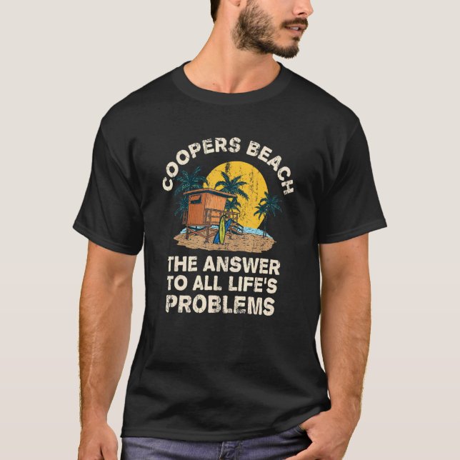 T-shirt La plage de Coopers, la réponse à tous les problèm (Devant)