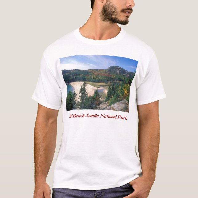 T-shirt La plage de sable d'Acadia donnent sur (Devant)