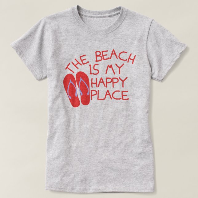 T-shirt La plage est mon endroit heureux (Design devant)