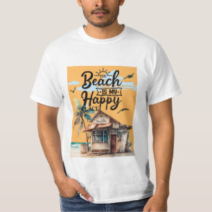 T-shirt La plage est mon endroit heureux été