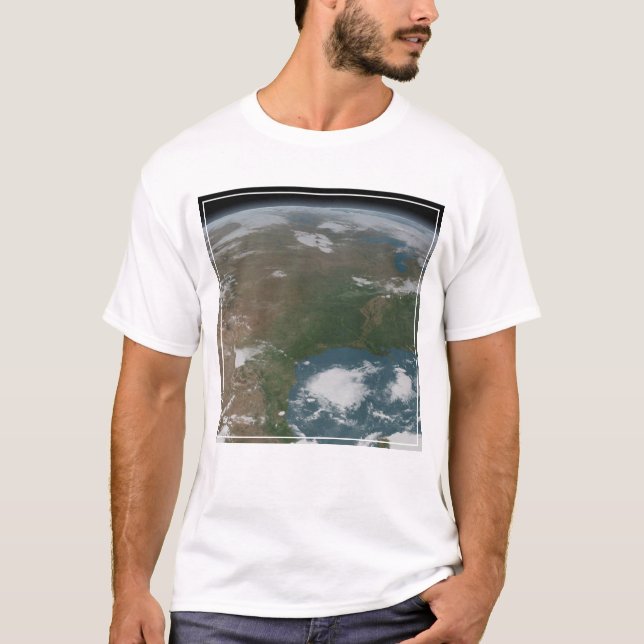 T-shirt La Planète Panoramique Terre Et Les Etats-Unis. 2 (Devant)