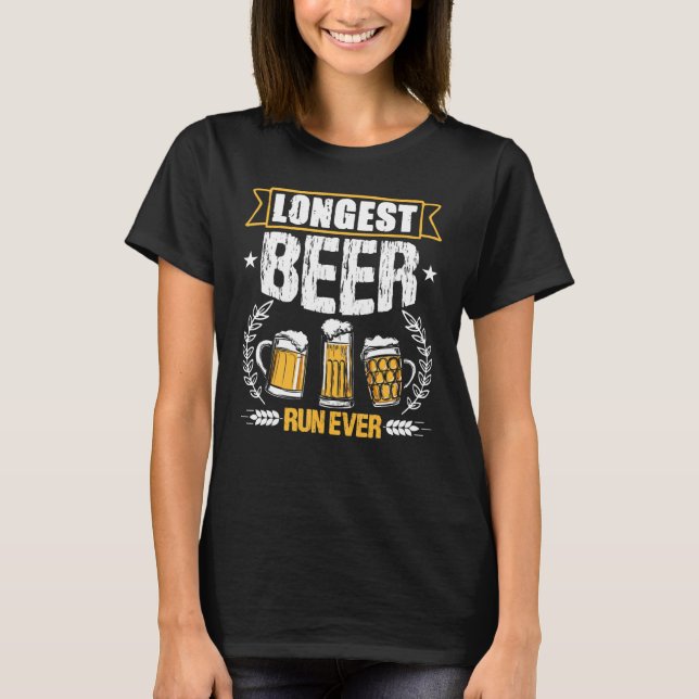 T-shirt La plus longue course de bière jamais  en course (Devant)
