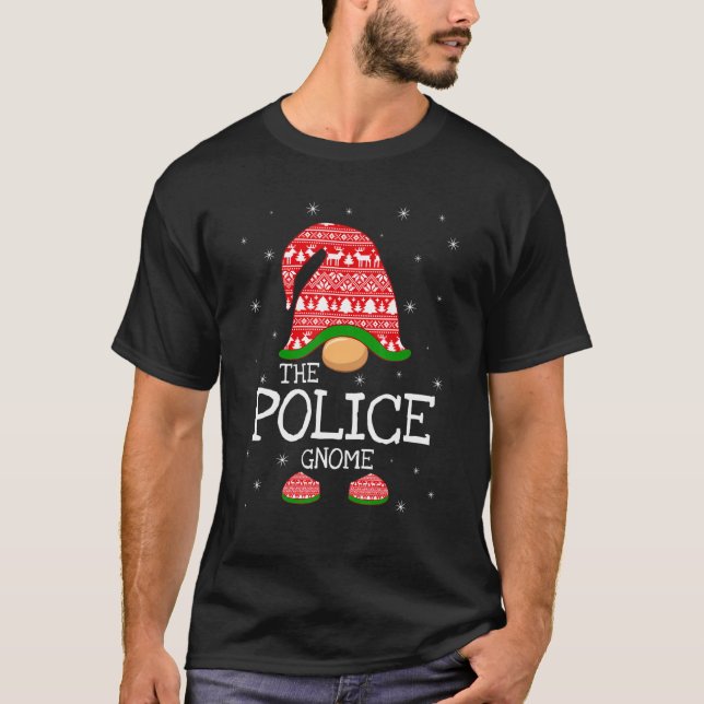 T-shirt La Police Gnome Noël Matching Famille Xmas Co (Devant)