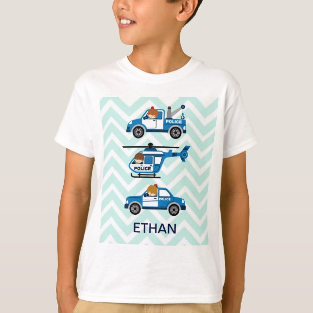 T-shirt La police troque des véhicules d'hélicoptère sur (Devant)