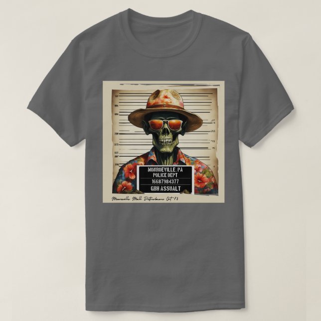 T-shirt La police zombie Mugshot arrêté l'impasse (Design devant)