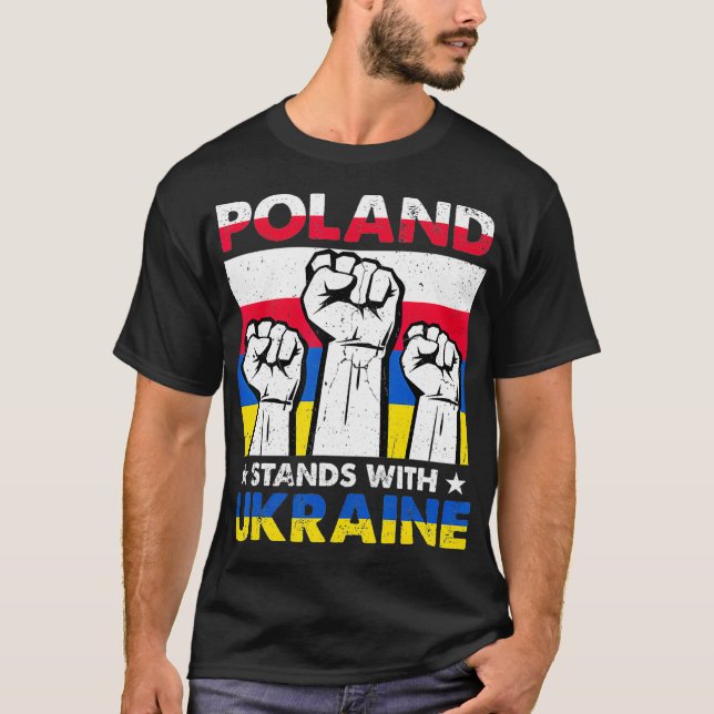 T-shirt La Pologne se tient avec des pièces d'Ukraine  (Devant)