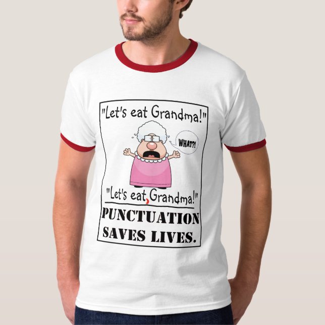 T-shirt La ponctuation sauve les vies (Devant)