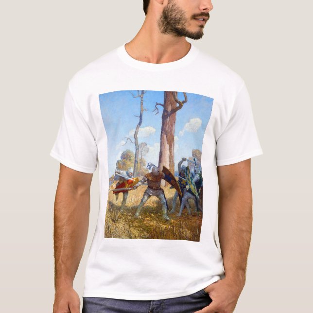 T-shirt La pose de sir Lamorak, vers 1922 par N.C. Wyeth (Devant)