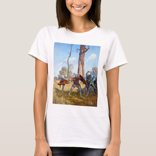 T-shirt La pose de sir Lamorak, vers 1922 par N.C. Wyeth (Devant)