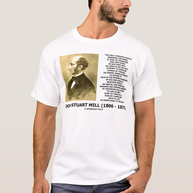 T-shirt La poursuite de liberté de John Stuart Mill (Devant)