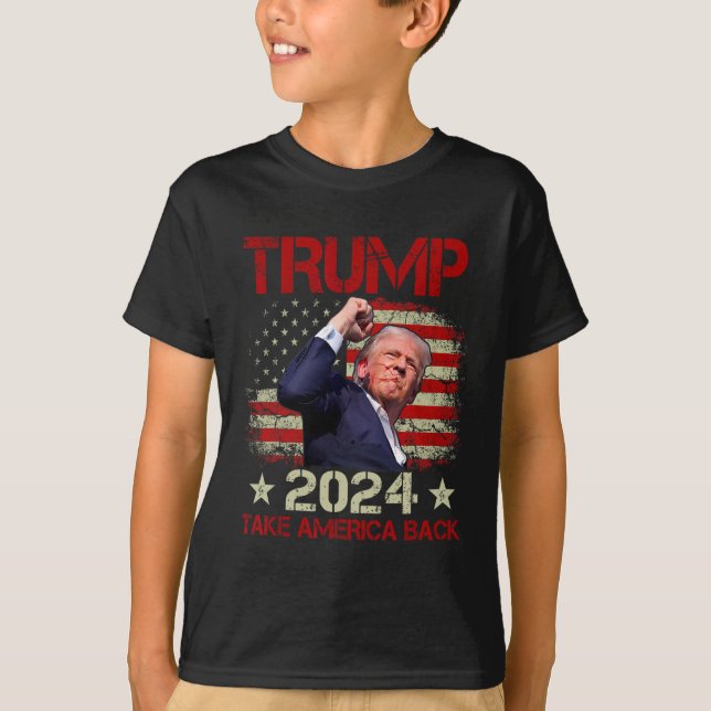 T-shirt La Première Pompe À Trump 2024 Trump Survit Au Ral (Devant)