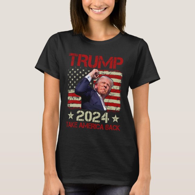 T-shirt La Première Pompe À Trump 2024 Trump Survit Au Ral (Devant)
