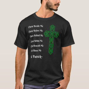 T-shirt La prière de Saint Patrick Croix chrétienne verte