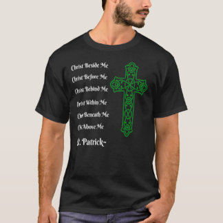 T-shirt La prière de Saint Patrick Croix chrétienne verte