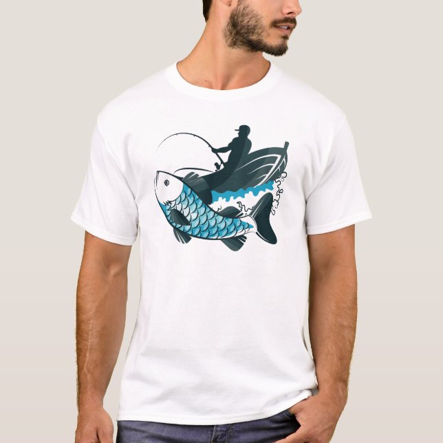 T-shirt La prise du pêcheur - La joie de la pêche (Devant)