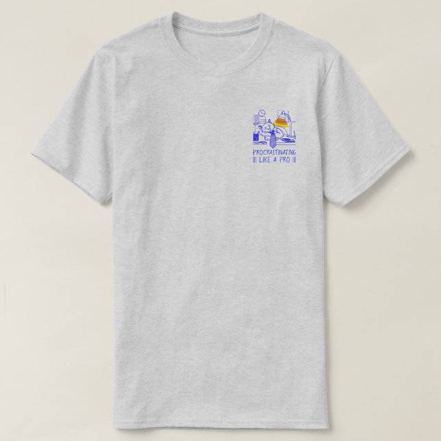 T-shirt La procrastination comme un pro (bleu) (Design devant)