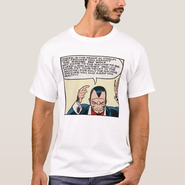 T-shirt La puissance de la machine Retro Space Comics (Devant)
