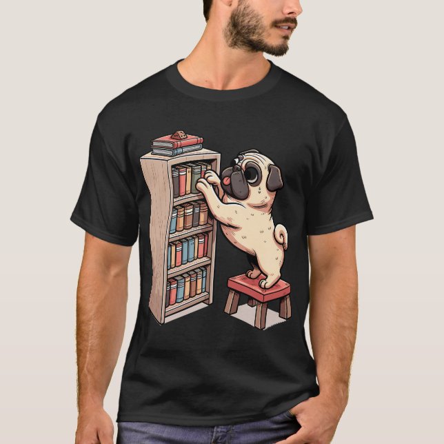 T-shirt La quête littéraire de Pug ! (Devant)