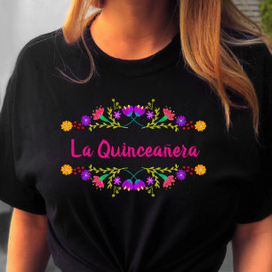 T-shirt La Quinceanera Fête Mexicaine Anniversaire Noir