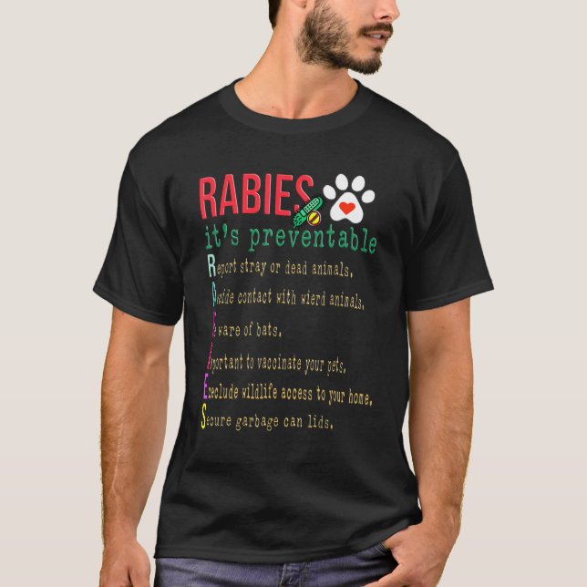 T-shirt La rage c'est évitable World Rabies Day Awareness (Devant)