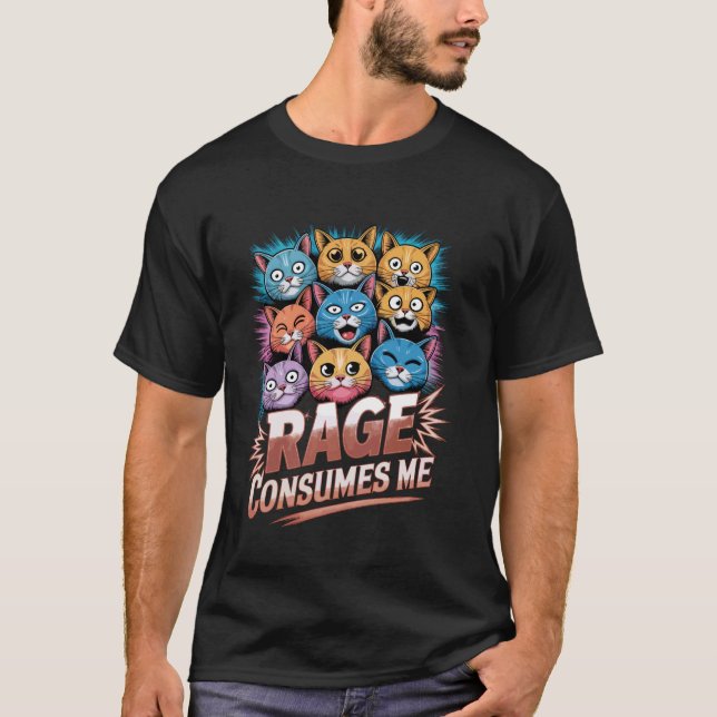 T-shirt La rage me consume Expression féline Chats (Devant)