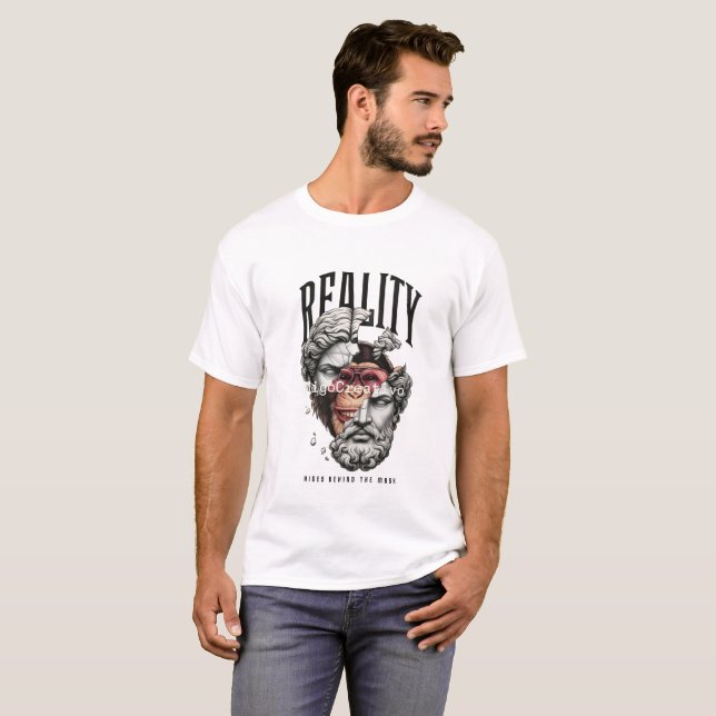 T-shirt La réalité derrière le masque (Devant entier)