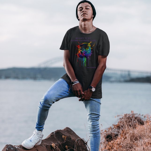 T-shirt La réalité est mon deuxième jeu préféré. Casque de (Créateur téléchargé)